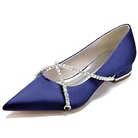 Womens Pointed Toe Rhinestones Flats Slip On Shoes Flats Wedding Shoes For Bride Low Heel Shoes Dressy Cross Mary Jane