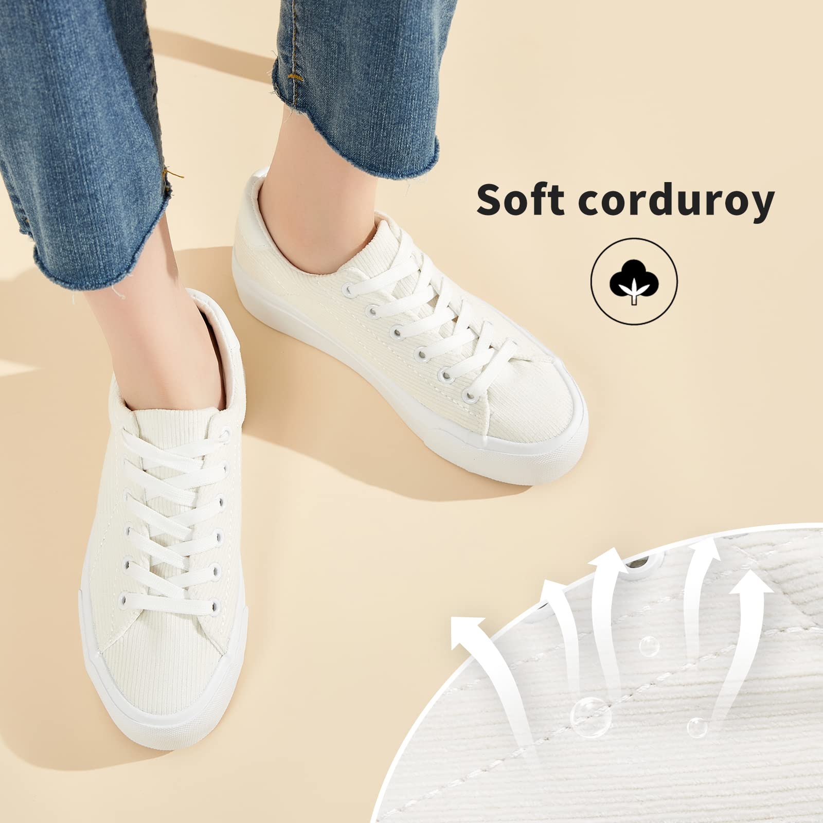 THATXUAOV Womens Platform Sneakers White Tennis Shoes
