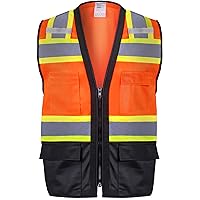 ProtectX 6 Pockets High Visibility Safety Vest for Men Women Class 2 Reflective Hi Vis Work Construction Vest