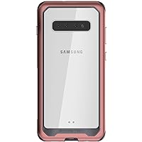 Ghostek Atomic Slim Galaxy S10 Plus Clear Case with Super Space Metal Bumper Design Tough Shockproof Heavy Duty Protection and Wireless Charging Compatible for 2019 Galaxy S10+ (6.4 Inch) - (Pink)