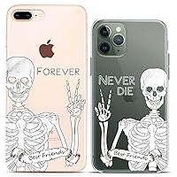 Matching Couple Cases Compatible for iPhone 15 14 13 12 11 Pro Max Mini Xs 6s 8 Plus 7 Xr 10 SE 5 Forever Clear Cover White Flexible Peace Die Anatomy Slim fit Never Print Skeletons