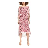 Inc International Concepts Women's Floral Print Hi Low Maxi Dress Pink Size X-Large