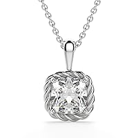DE Colorless Excellent Cut Grade VVS Clarity Moissanite 925 Sterling Silver Solitaire Necklace For Women And Girls (18 Inch Chain)