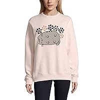 Women’s Graphic Sweatshirt Swea Lazy Cat - Cat Paws Eco-Friendly Limited Edition Long Sleeve Ladies Sweater Vintage Birthday Gift Novelty Pullover Creamy Pink M