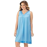 Exquisite Form 30107 Women's Nylon Tricot Sleeveless Short Knee Length Nightgown