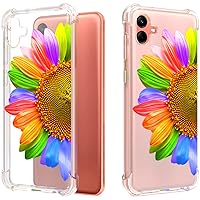 CoverON Compitable with Samsung Galaxy A04 Case for Women, Slim Floral Design Transparent TPU Rubber Girl Flexible Skin Sleeve Cover Fit Samsung Galaxy A04 Phone Case - Rainbow Sunflower