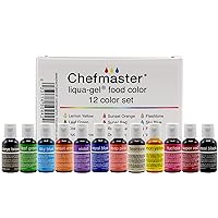 Chefmaster - Liqua-Gel Food Coloring - Fade Resistant Food Coloring - 12 Pack - Vibrant, Eye-Catching Colors, Easy-To-Blend Formula, Fade-Resistant