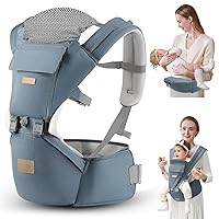 6-in-1 Ways Baby Carrier with Hip Seat and Lumbar Support, Newborn to Toddler, 0-36 Month, 7-33 Lb, Ergonomic All Positions Kids Carrier Soft Baby Holder Carrier with Hood for All Seasons Navy
