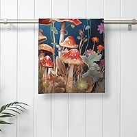 Mushrooms and Butterflies Hand Towel Highly Absorbent Microfiber Bath Towels 12 X 27.5 Inch Super Soft Face Towel Gym Towels for Body Bathroom Hotel Bar Sport Yoga Spa