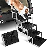 Niubya Dog Ramps for Cars, Portable Folding Dog Stairs for Cars, SUV, Trucks, Lightweight Pet Ramp for Large Dogs with Non-Slip Surface, Reinforced Dog Steps Supports Up to 200 lb, 5 Steps