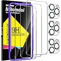 Milomdoi 3 Pack Screen Protector for Apple iPhone 14 Pro Max with 3 Pack Tempered Glass Camera Lens Protector, Ultra 9H Accessories, Case Friendly, Mounting Frame, 2.5D Curved, Transparent