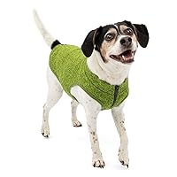 Kurgo Core Dog Sweater, Knit Dog Sweater With Fleece Lining, Cold Weather Pet Jacket, Zipper Opening for Harness, Adjustable Neck, Year-Round Sweater for Small Dogs (Heather Green, Small)