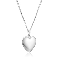 Amazon Collection Sterling Silver Polished Heart Locket Pendant Necklace