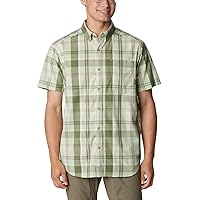 Columbia Men's Rapid Rivers II Short Sleeve Shirt, Sage Leaf Multi Plaid, Large