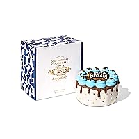Pets, Dog Happy Birthday Mini Cookie Cake, Blue, Peanut Butter Flavored, Hand Decorated Hollow Biscuit Cake for All Dog Breeds