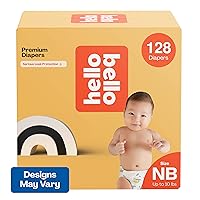 Hello Bello Premium Diapers, Size NB (Up to 10 lbs) Surprise Pack for Boys - 128 Count, Hypoallergenic with Soft, Cloth-Like Feel - Assorted Boy & Gender Neutral Patterns