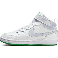 Nike Court Borough Mid 2 Little Kids' Shoes (CD7783-115, White/Stadium Green/Football Grey) Size 13