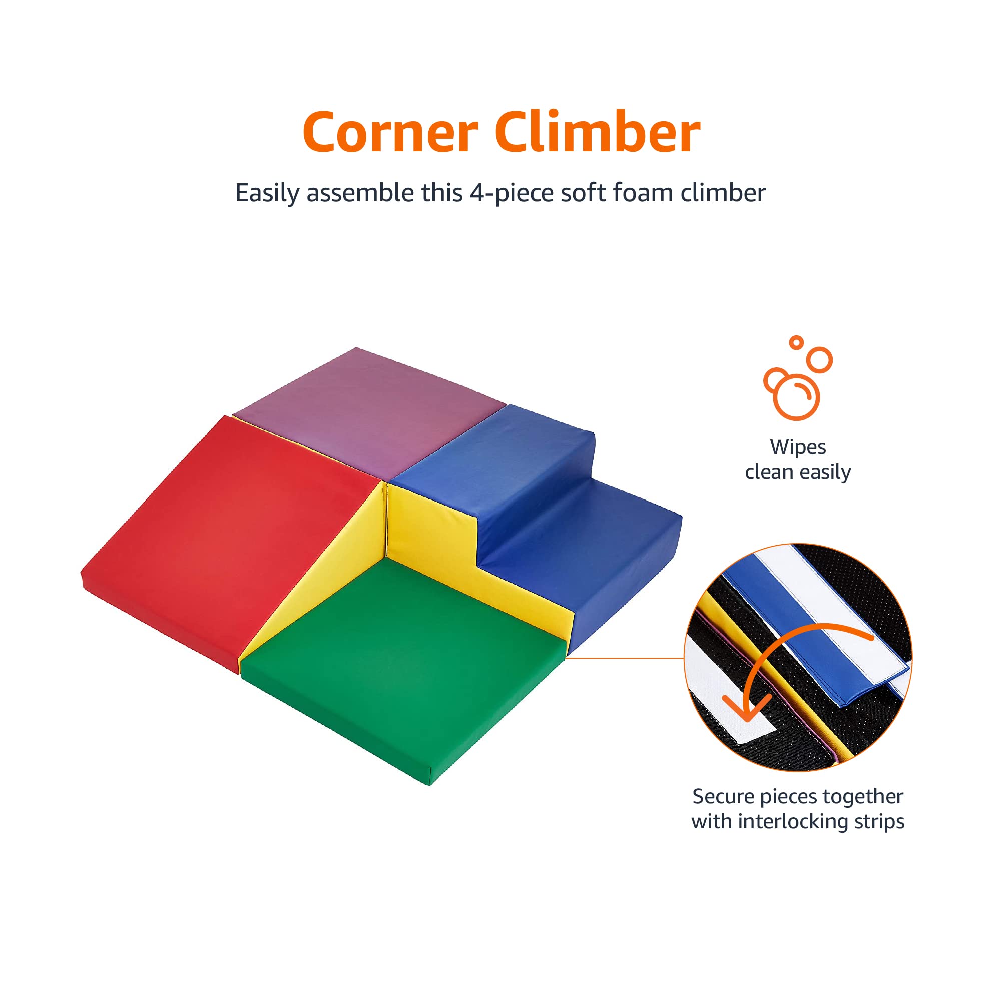 Amazon Basics Kids Soft Play Corner Climber, 4-Piece