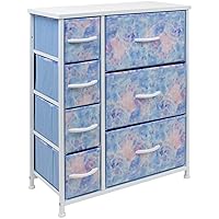 Sorbus Kids Dresser with 7 Drawers - Storage Chest Organizer Unit with Steel Frame, Wood Top & Handles, Tie-dye Fabric Bins for Clothes - Wide Furniture for Bedroom Hallway Kids Room Nursery & Closet