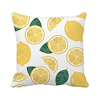 Throw Pillow Cover Colorful Slice Lemon Pattern Yellow Fresh Beauty Citrus Cute 20x20 Inches Pillowcase Home Decorative Square Pillow Case Cushion Cover