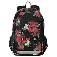 ALAZA Red Rose Polka Dots Backpack Bookbag Laptop Notebook Bag Casual Travel Trip Daypack for Women Men Fits 15.6 Laptop