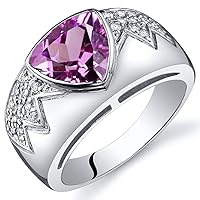 PEORA Created Pink Sapphire Museum Ring Sterling Silver 2.50 Carats Sizes 5 to 9