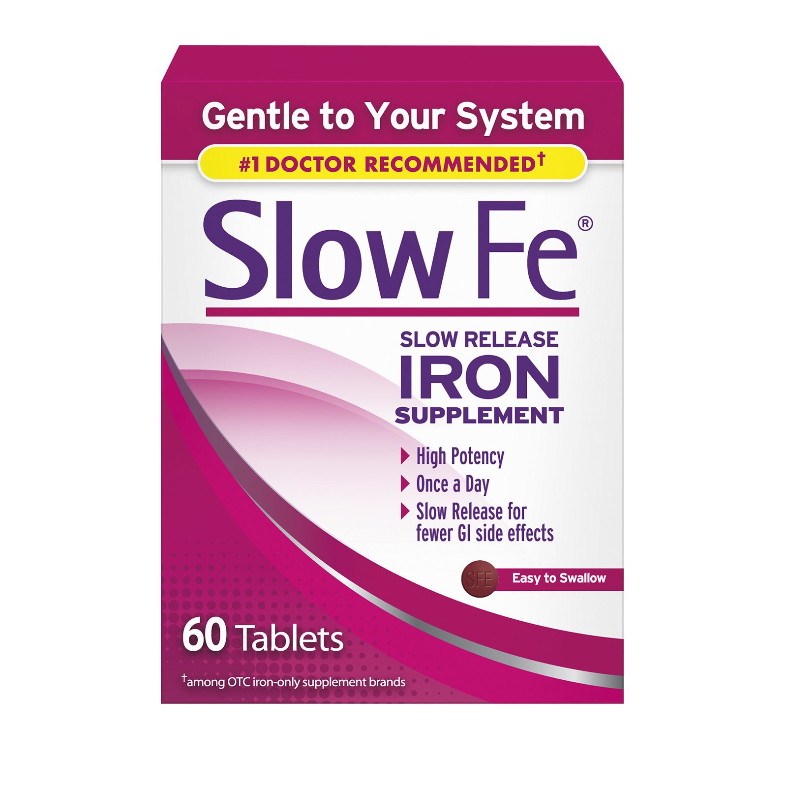 Slow Fe 45mg Iron Supplement for Iron Deficiency, Slow Release, High Potency & Colace Clear Stool Softener Soft Gel Capsules Constipation Relief 50mg Docusate Sodium Doctor Recommended 28ct