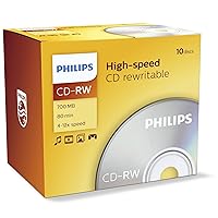 Philips CDRW-80 (12x) 10pk Slim Jewel Case