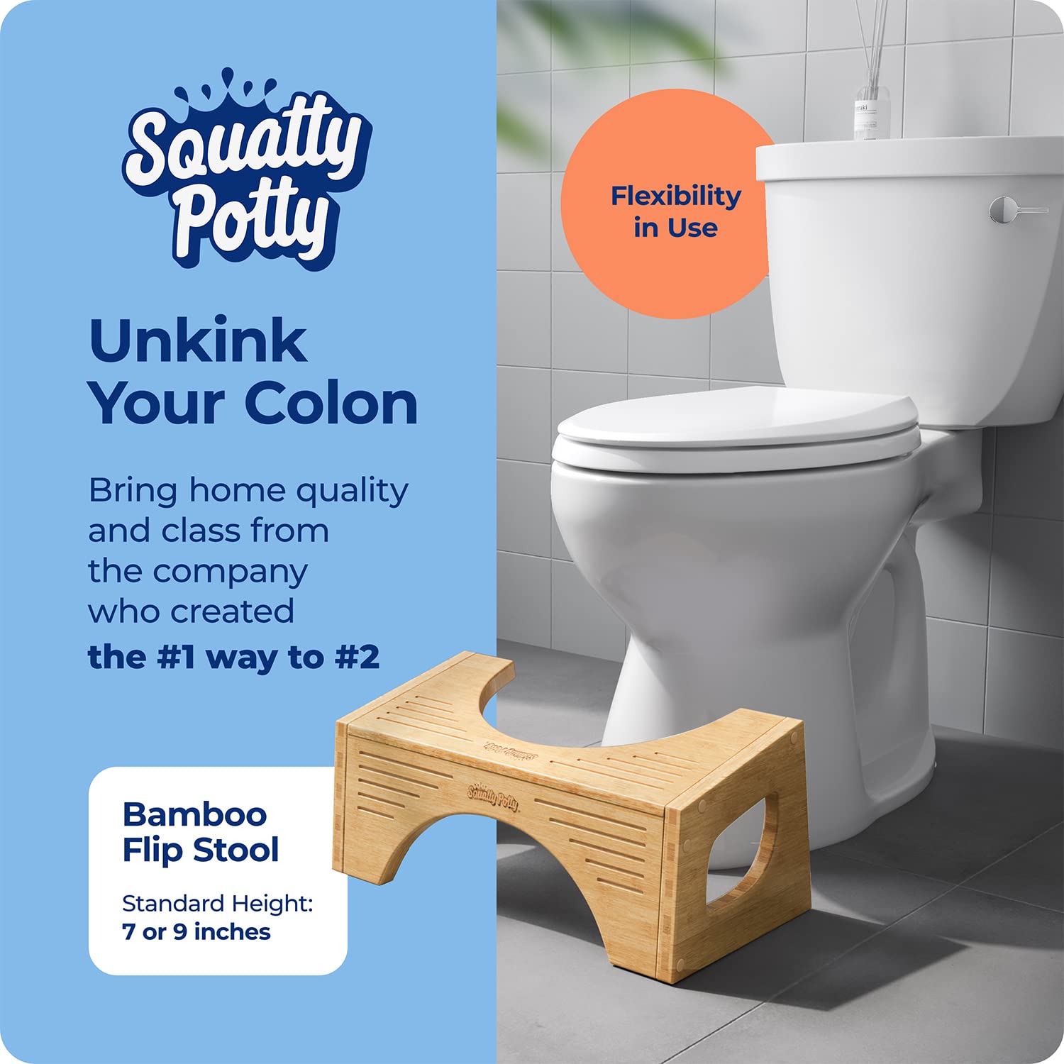 Squatty Potty The Original Toilet Stool - Bamboo Flip, 7