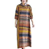 ellazhu Women's Turtleneck Block Color Dress Long Sleeve Pullover with Pockets GA2706