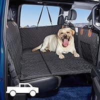 Dog Seat Cover and Bed for Trucks - Back Seat Extender and Hammock for F150, RAM1500, Silverado - Non-Inflatable Pet Mattress (Black)