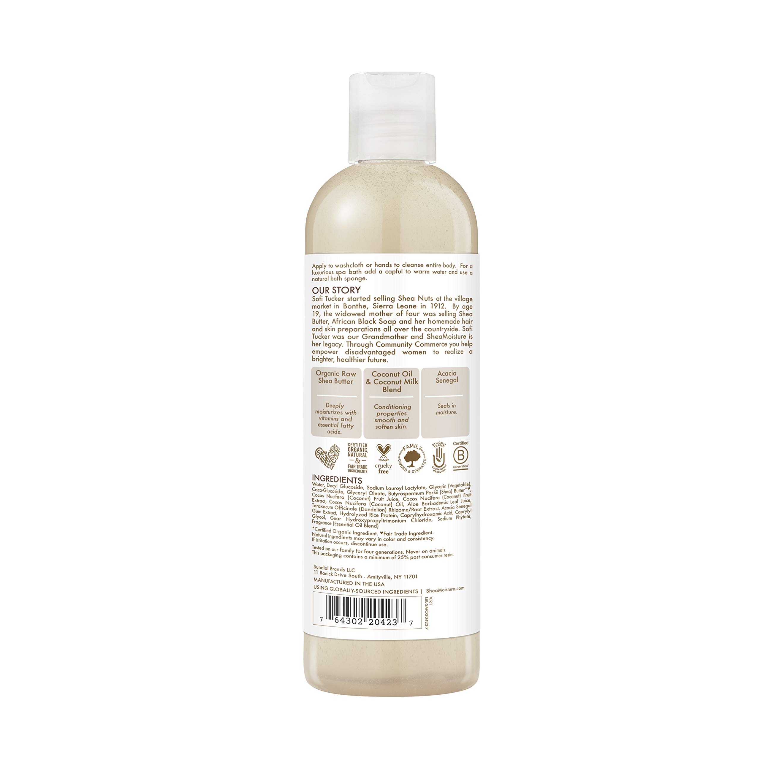 SheaMoisture 100% virgin coconut oil daily hydration bubble bath & body wash, 13 Fluid Ounce
