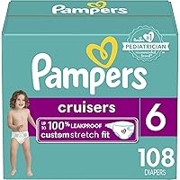 Pampers Cruisers Diapers - Size 6, One Month Supply (108 Count), Disposable Active Baby Diapers with Custom Stretch