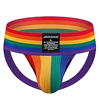 JOCKMAIL Mens Briefs Jockstrap Athletic Supporter Men Jockstrap Rainbow Men Sport Underwear Jockstrap for Gym Sport