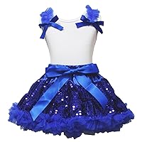 Petitebella White Shirt Royal Blue Sequin Skirt Outfit 1-8y