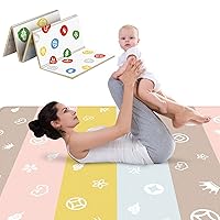 Baby Play Mat, Foldable PE Foam Baby Playmat, Double-Sides Printed Newborn Crawling Mats, Waterproof Anti-Slip Floor Pad for Kids Toddlers (100x180cm)