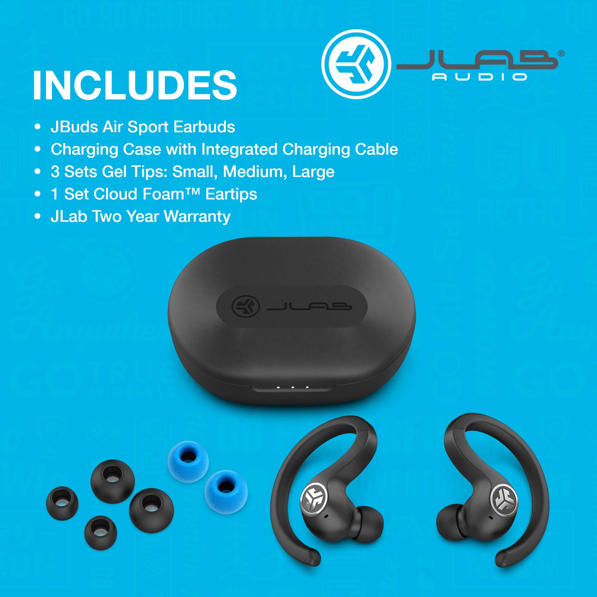 Mua JLab JBuds Air Sport True Wireless Bluetooth Earbuds + Charging Case |  Black | IP66 Sweat Resistance - Class 1 Bluetooth  Connection | 3 EQ  Sound Settings JLab Signature, Balanced,