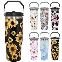 Sunflower Tumbler - Black Sunflower Cups Sunflower Gifts For Women - 30 Oz Insulated Sunflower Coffee Cup, Mug, Water Bottle, Drinking Glasses - Cute Sunflower Stuff Birthday Christmas Gifts