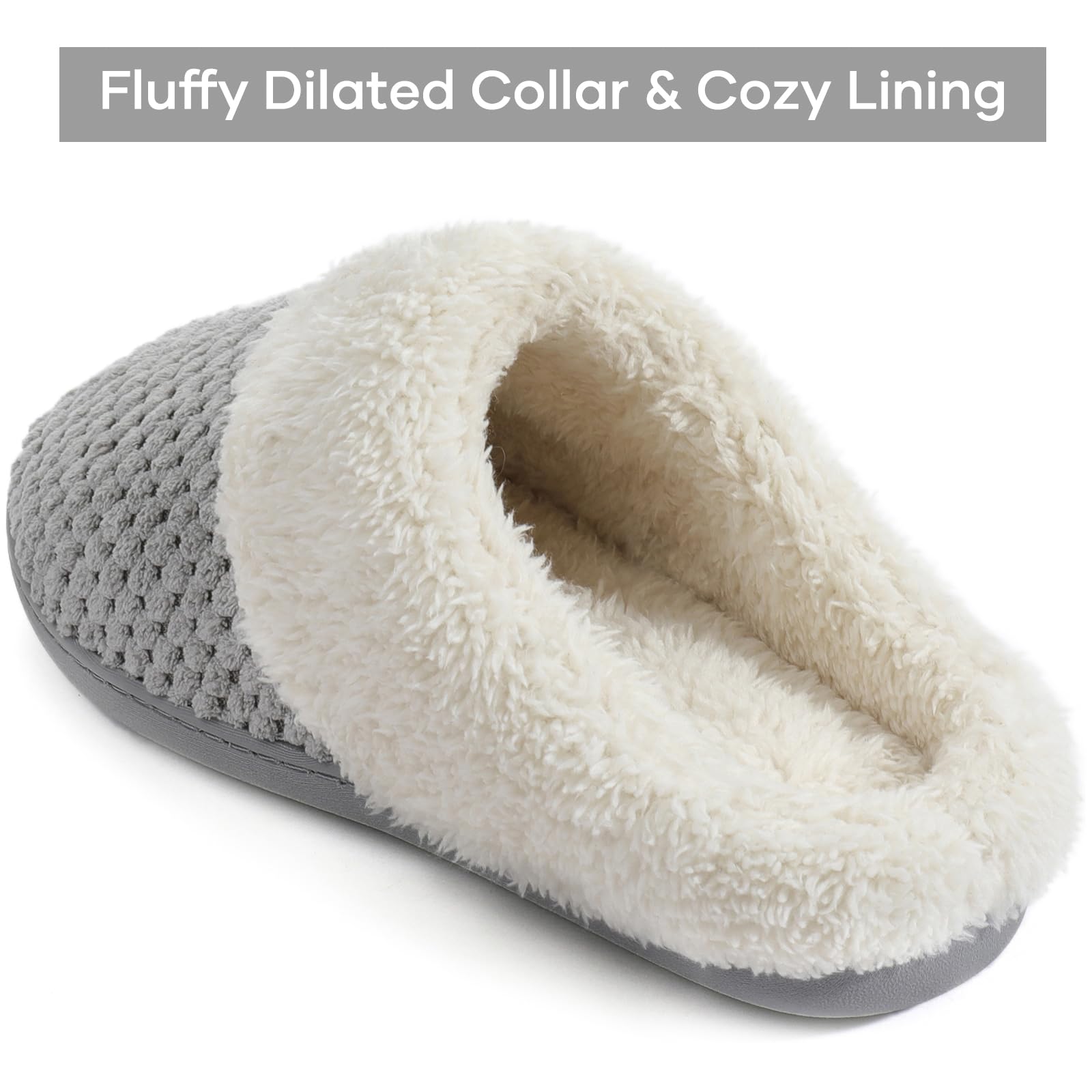 ULTRAIDEAS Womens Lamb-hug Comfy Fleece House Slippers Memory Foam, Slip-on House Shoes Indoor Outdoor