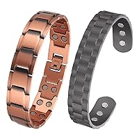 MagEnergy Copper Bracelets for Men Adjustable with Double Row 3500 Gauss Magnets Pain Relief for Arthritis and Carpal Tunnel Migraines Tennis Elbow
