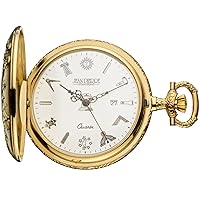 Masonic Half Hunter Pocket Watch Gold Plated with Masonic Symbols - Quartz
