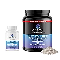 DR EMIL NUTRITION Complete Multi Collagen Bundle - Double The Collagen & Double The Hair, Skin & Nails Benefits - Collagen Peptide Pills & Collagen Powder Bundle (30 Servings)