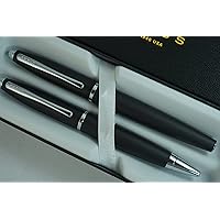 A.T. Cross Cross Matte Black Selectip Gel Ink Medium Point Calais Rollerball Pen and Ballpoint Pen Luxury gift Set