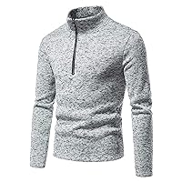 Men's Warm Sweater Autumn Winter Turtleneck Long Sleeve Pullover Sweater Shirt Blouse Zipper Tops Sweater