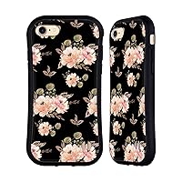 Head Case Designs Officially Licensed Anis Illustration Vintage Black Flower Pattern 4 Hybrid Case Compatible with Apple iPhone 7/8 / SE 2020 & 2022