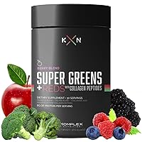 KompleX Nutrition Superfoods Greens and Reds Blend with Collagen, 30 Servings Pastured Raised and Grass-Fed, Hydrolyzed Collagen Peptides