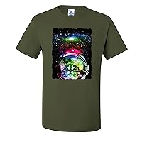 Astronaut Lunar Cat Trippy Neon Space Cat Lover Graphic Mens T-Shirts
