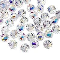 Lacer Transparent Glass Loose Beads Crystal Diamond Loose Beads Spacer Beads for DIY Craft Jewelry Making, 8mm-84PCS