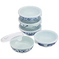 Ranchant Non-Wrap Small Bowl Set with Lid, Multi, Φ5.2 x 2.0 inches (13.2 x 5 cm), Old Dyed Picture, Arita Ware, Made in Japan