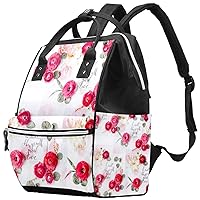 Pink Ranunculus Asiaticus Flower Diaper Bag Backpack Baby Nappy Changing Bags Multi Function Large Capacity Travel Bag